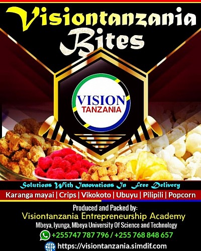 Bites and foods items processed and distributed by Visiontanzania Entrepreneurship Academy